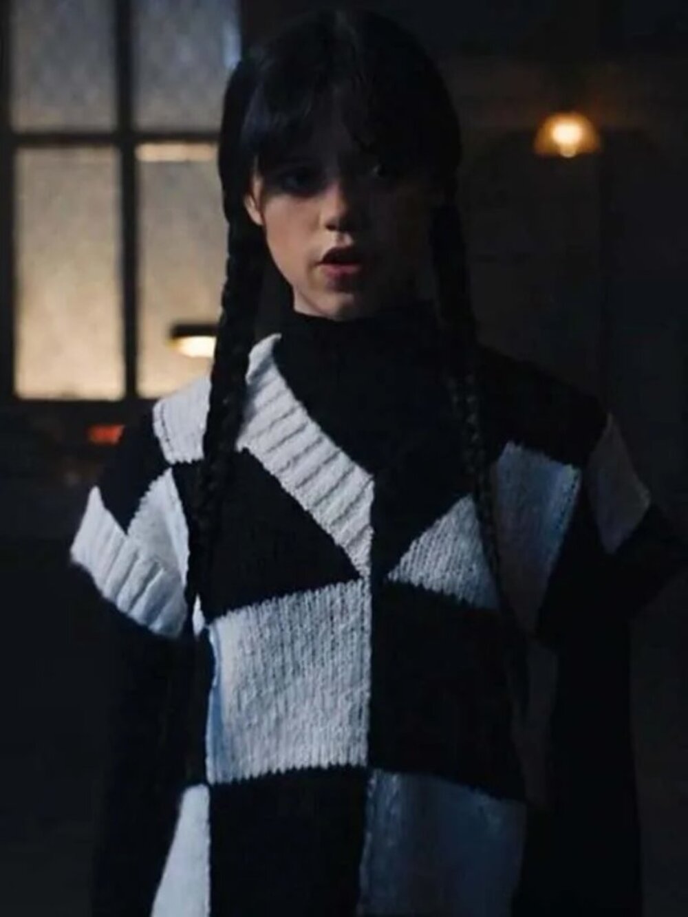 Lush Black & White Checkered Oversized Sweater Vest – Size S